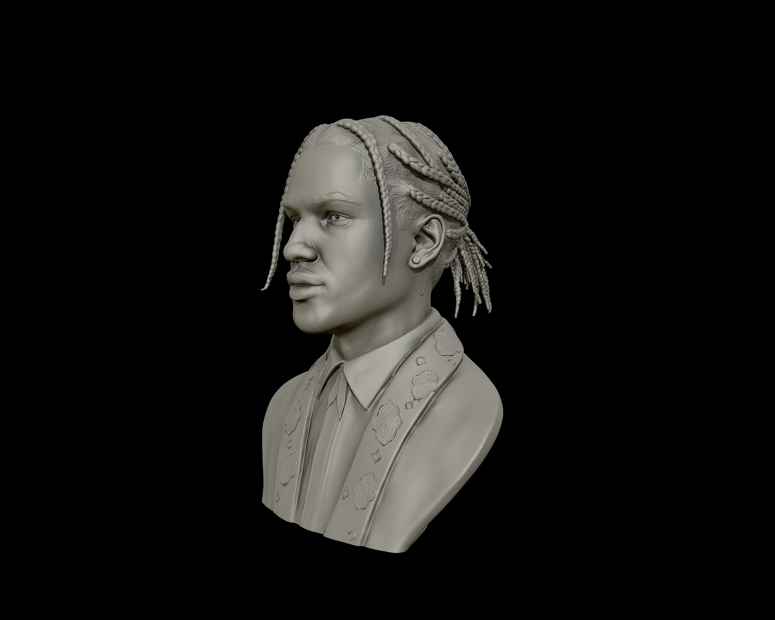 ASAP Rocky Portrait sculpture 3D print model_9