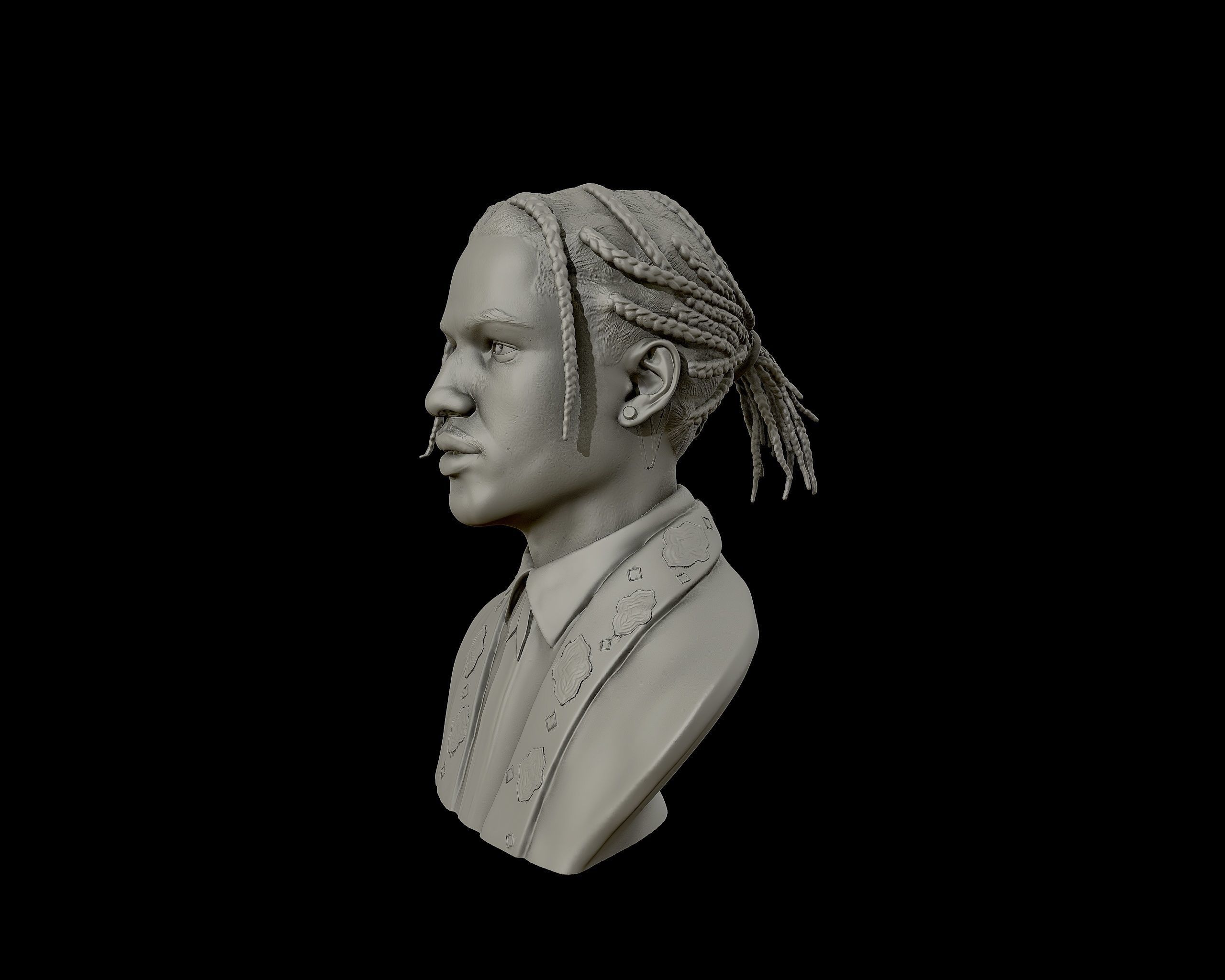 ASAP Rocky Portrait sculpture 3D print model_10