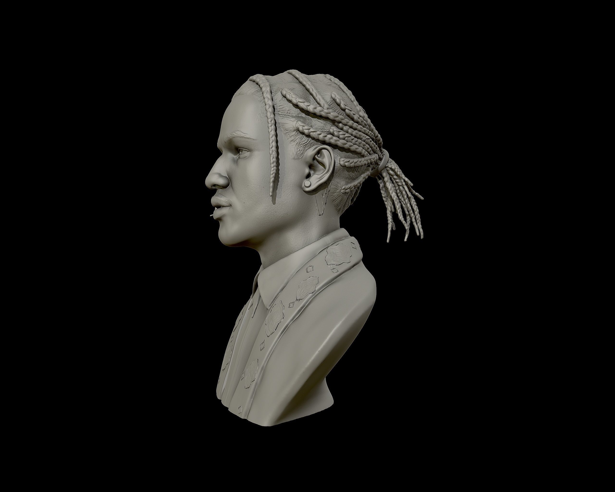 ASAP Rocky Portrait sculpture 3D print model_4