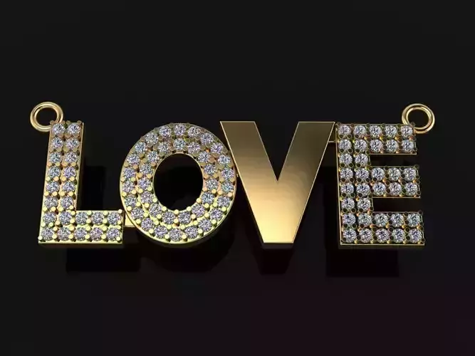 LOVE DIAMOND PENDANT NECKLACE FRAME CUTTOUT