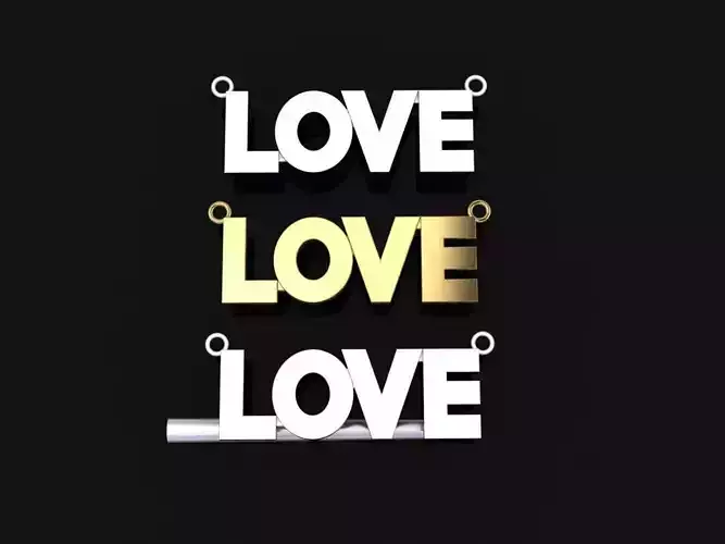 LOVE PENDANT NECKLACE FRAME CUTTOUT