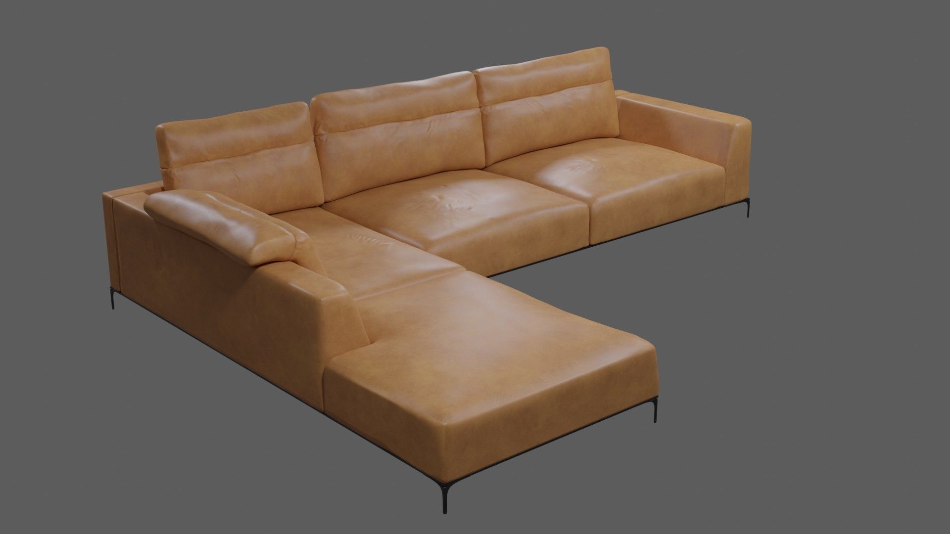 Leather Couch 3D model_2