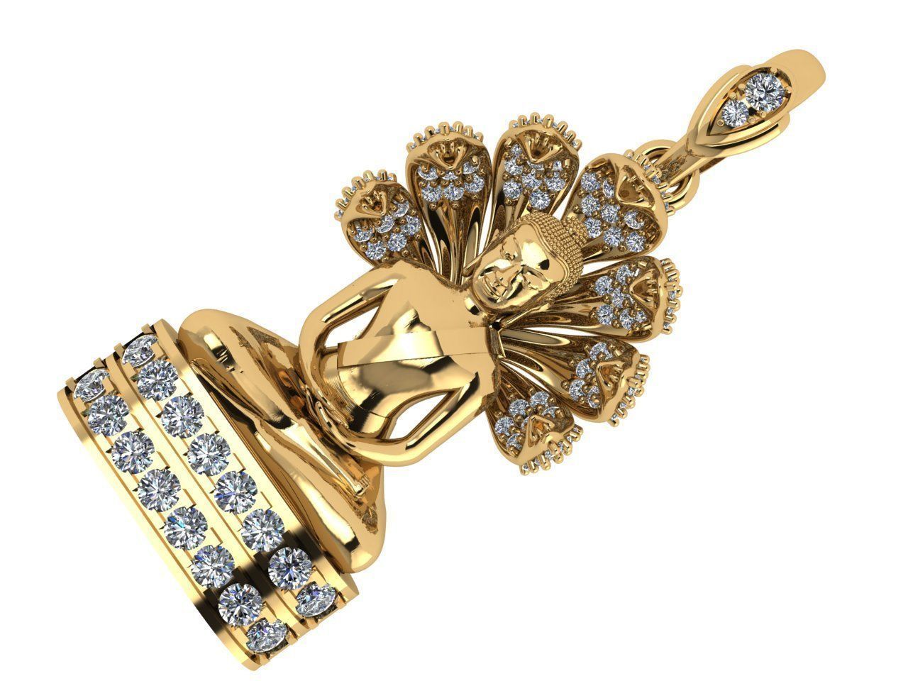 PENDANTS buddha pendant gold with diamonds 3D print model_2