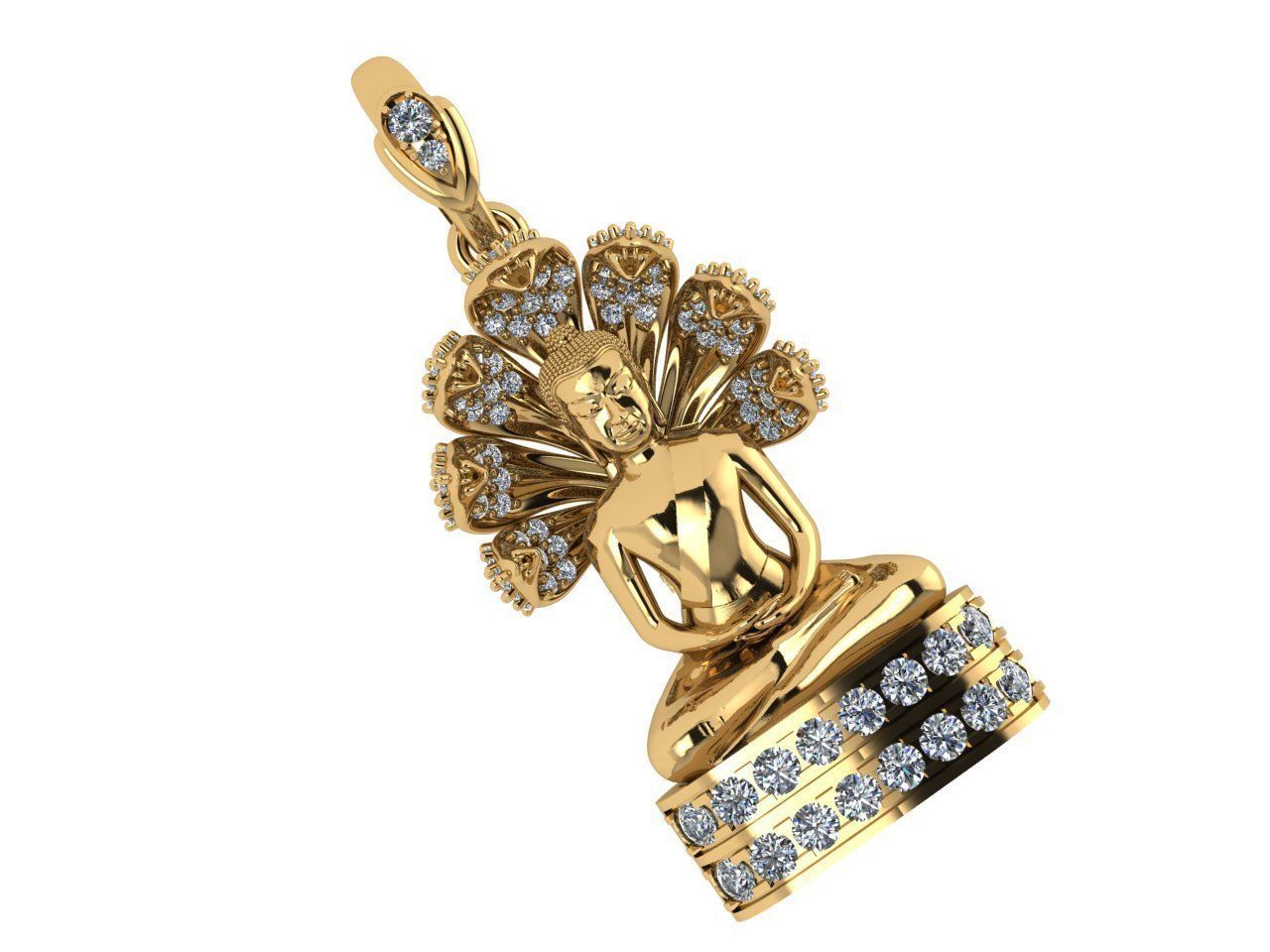 PENDANTS buddha pendant gold with diamonds 3D print model_3