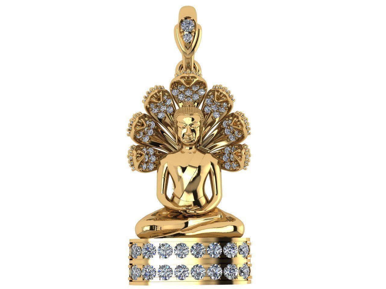 PENDANTS buddha pendant gold with diamonds 3D print model_4