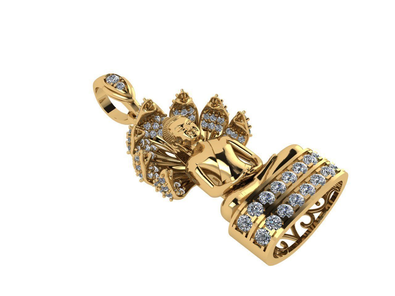 PENDANTS buddha pendant gold with diamonds 3D print model_6
