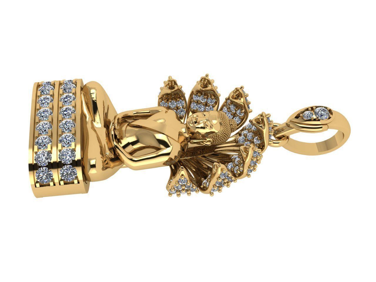 PENDANTS buddha pendant gold with diamonds 3D print model_9