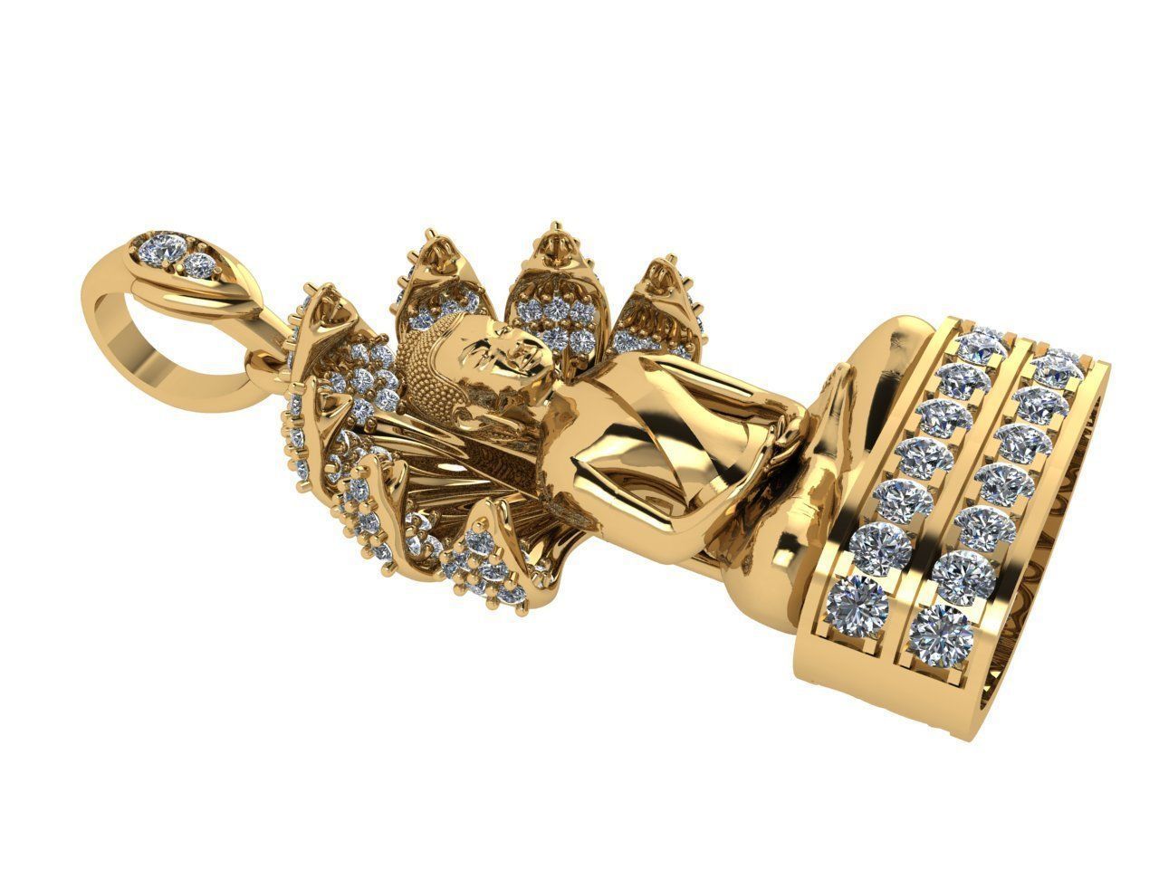 PENDANTS buddha pendant gold with diamonds 3D print model_7