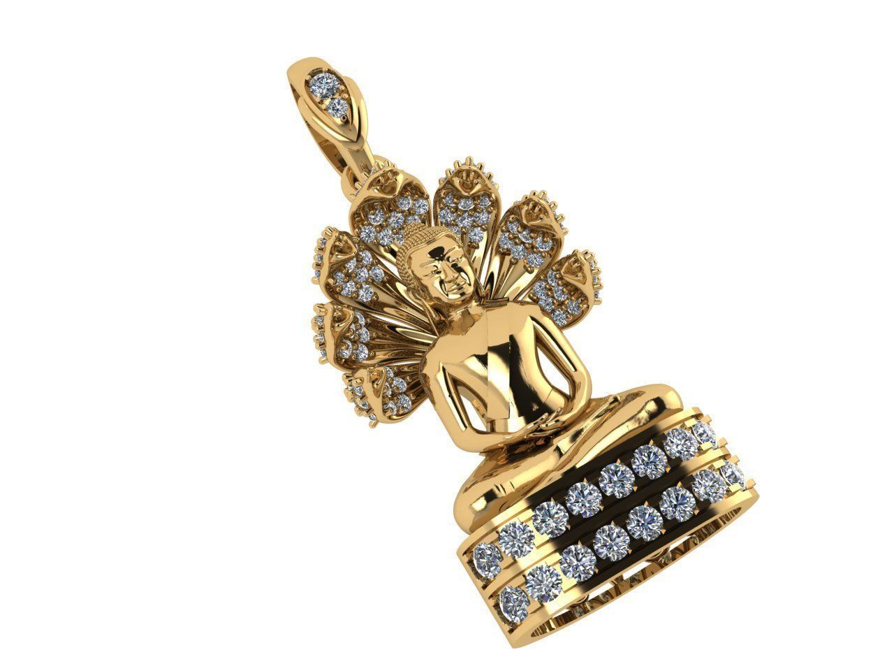 PENDANTS buddha pendant gold with diamonds 3D print model_8