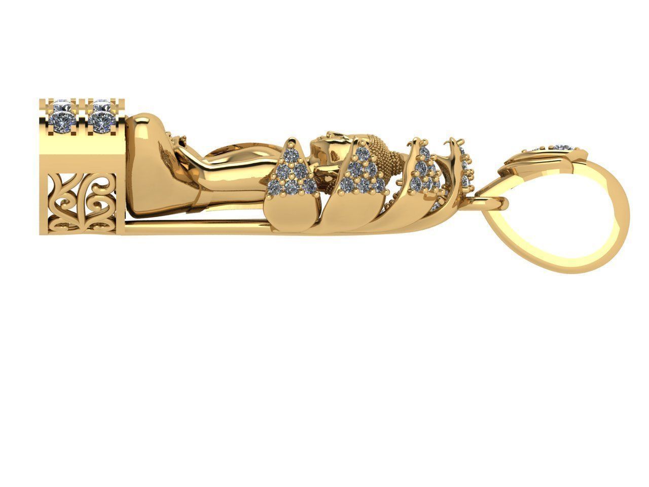 PENDANTS buddha pendant gold with diamonds 3D print model_5