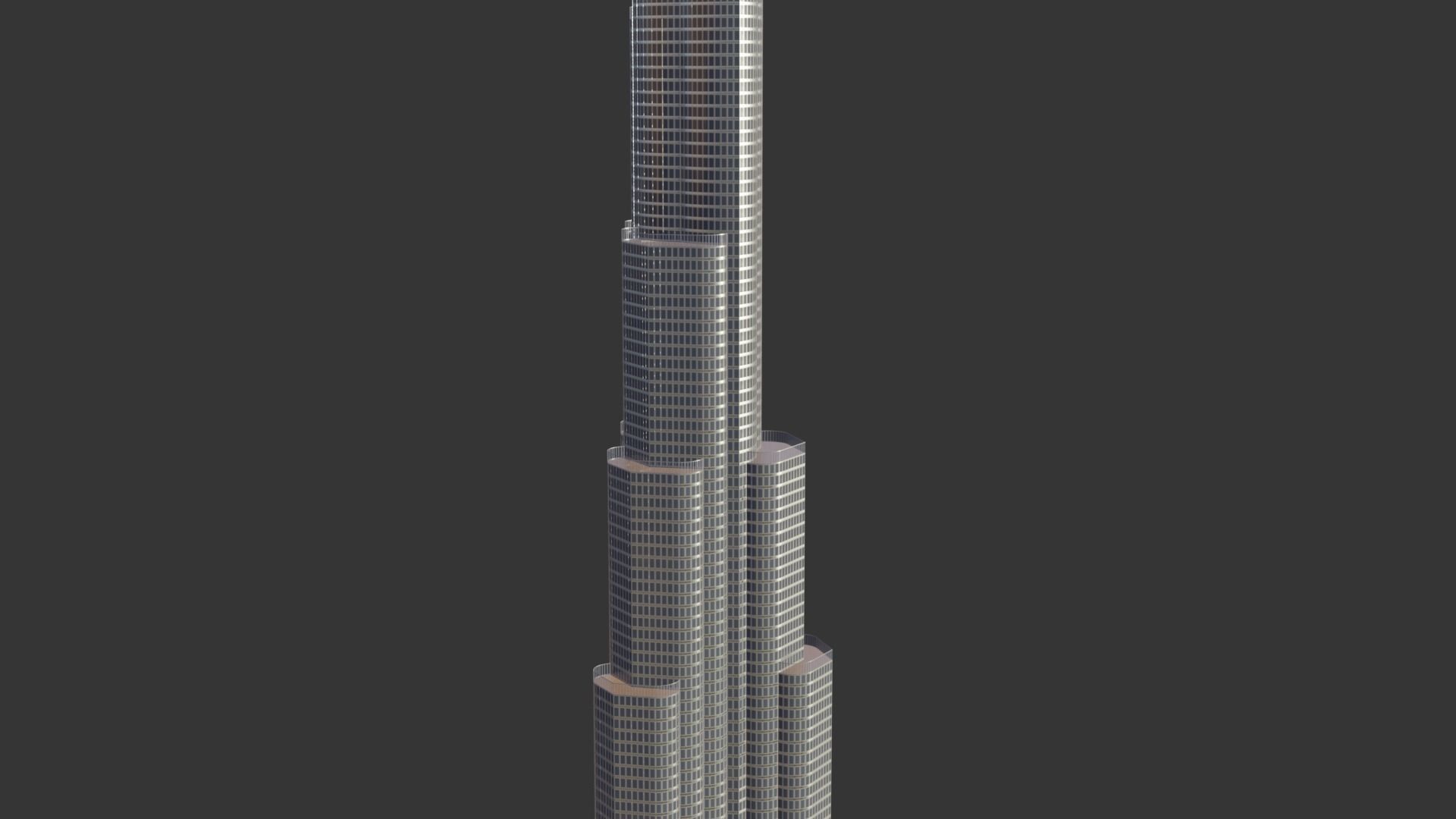 Burj Khalifa Low-poly 3D model_3