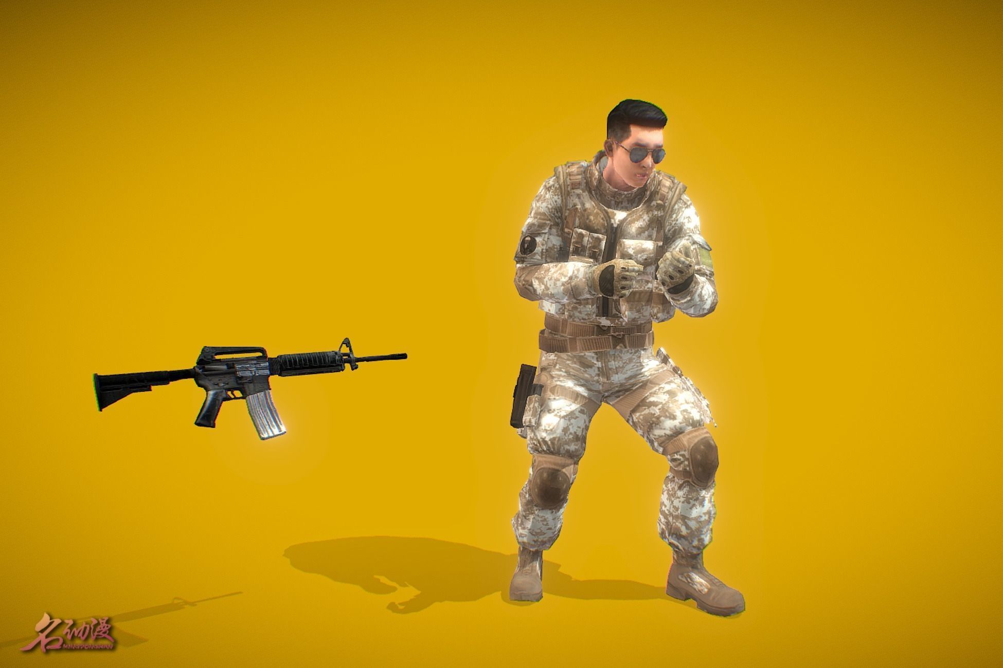 Battle Royale Soldier 6 Low-poly 3D model_1