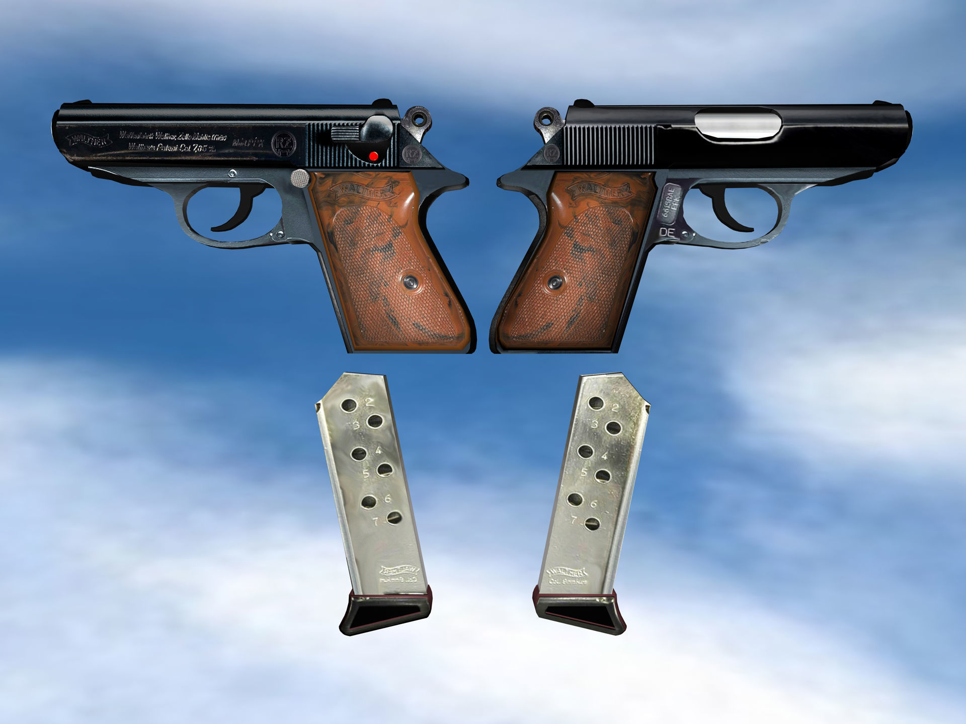 Walther PPK Classic Low-poly 3D model_1