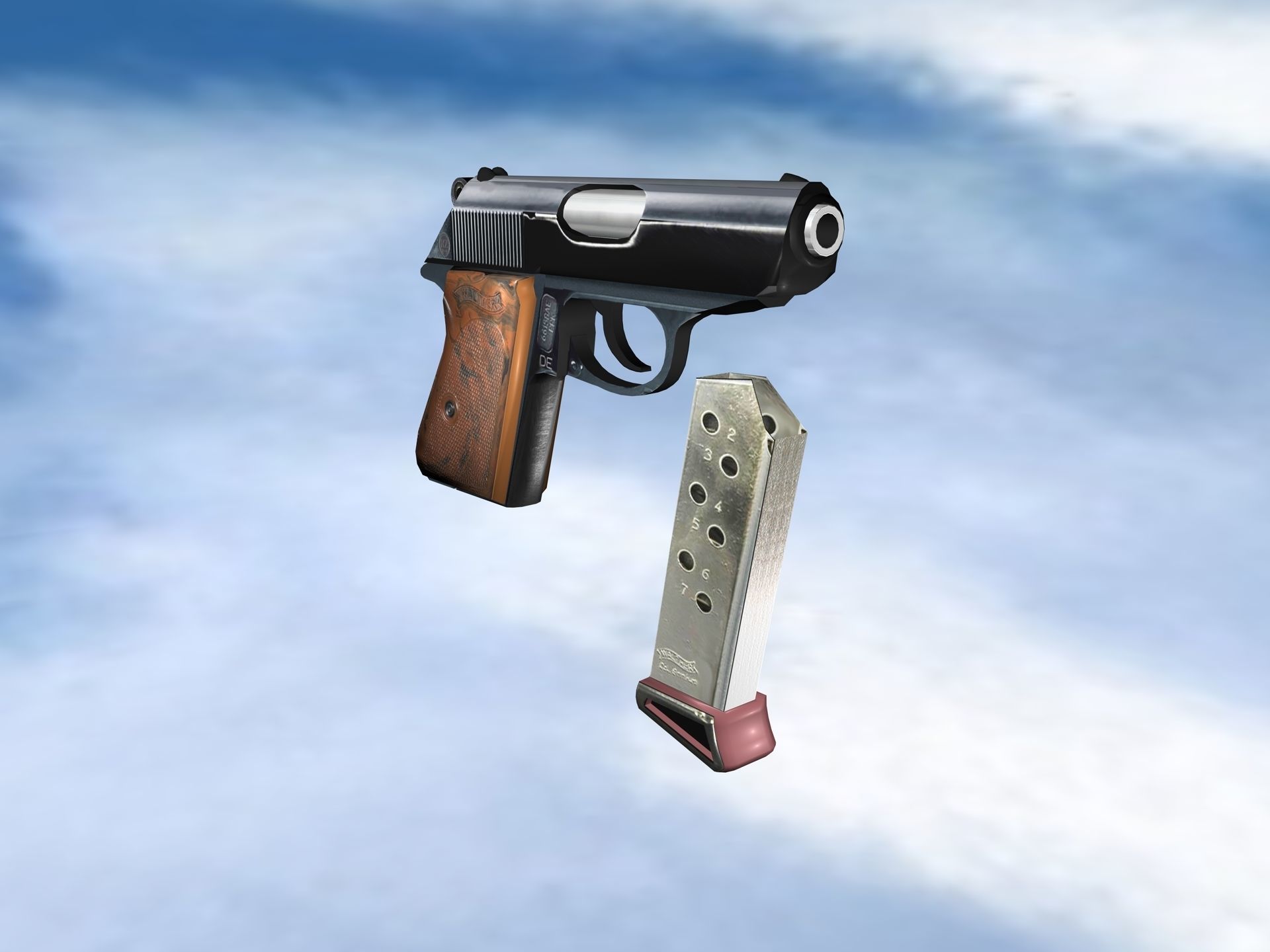 Walther PPK Classic Low-poly 3D model_5