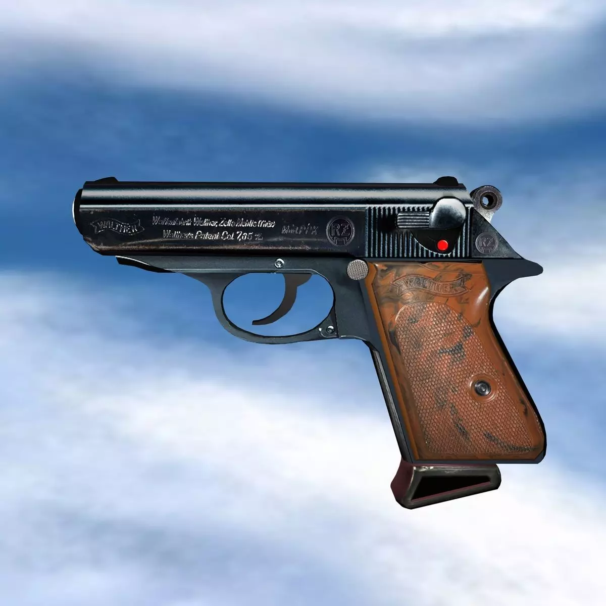 Walther PPK Classic Low-poly 3D model_0