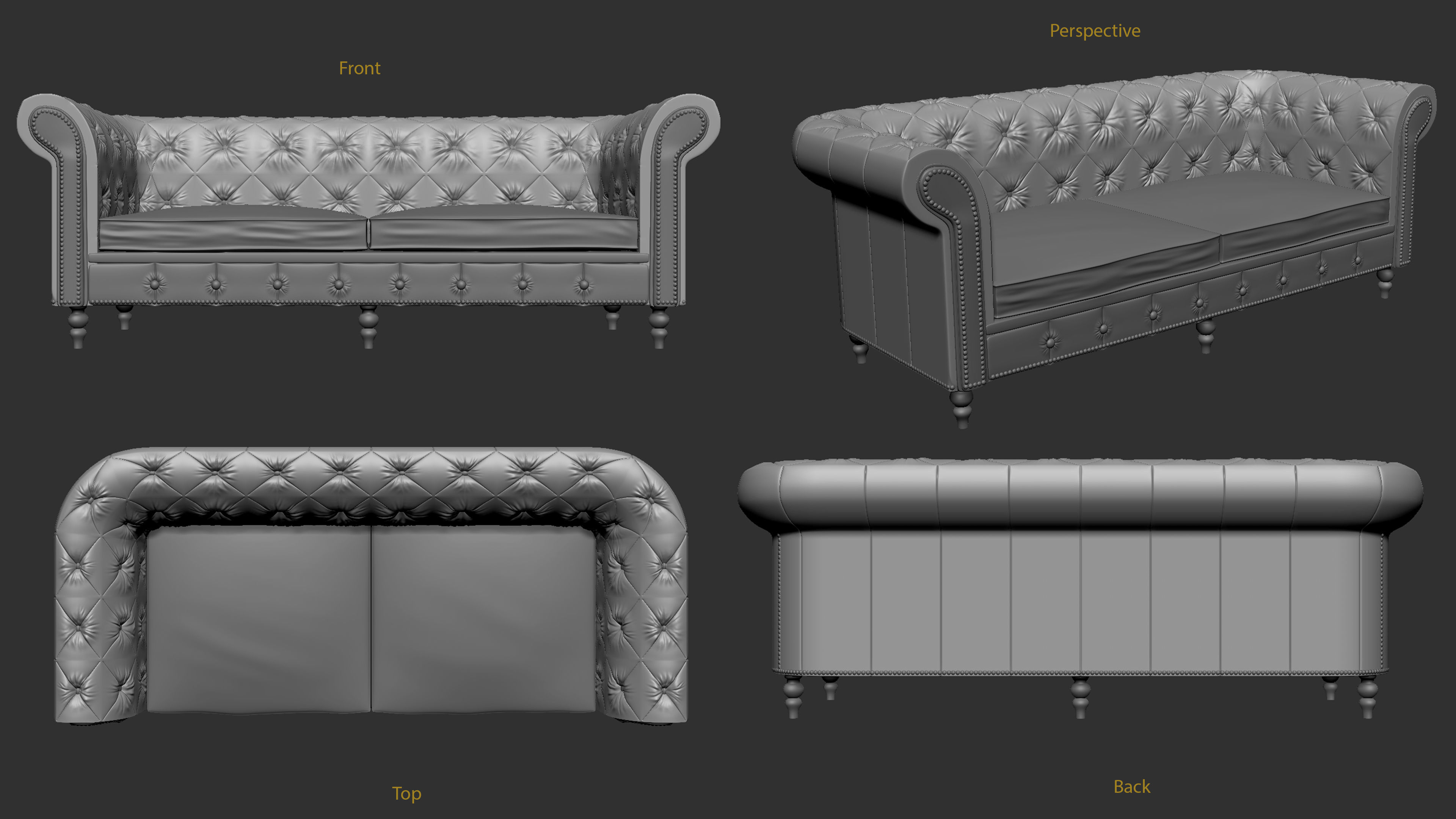 Chesterfield Sofa 3D model_3