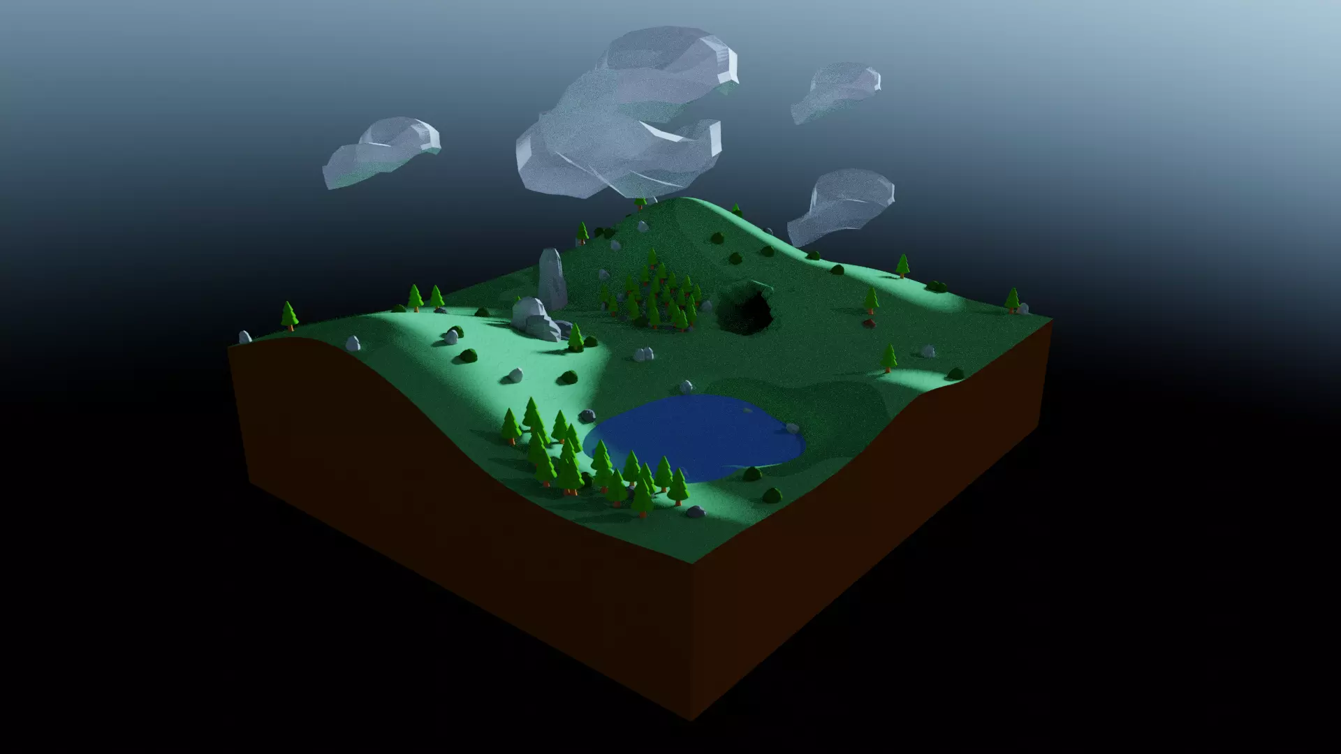 Toon Terrain Low-poly 3D model_0