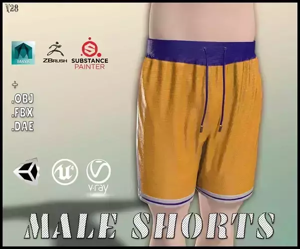 Male Shorts Low-poly 3D model