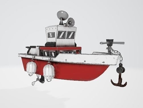 Cost Guard Boat Low-poly 3D model