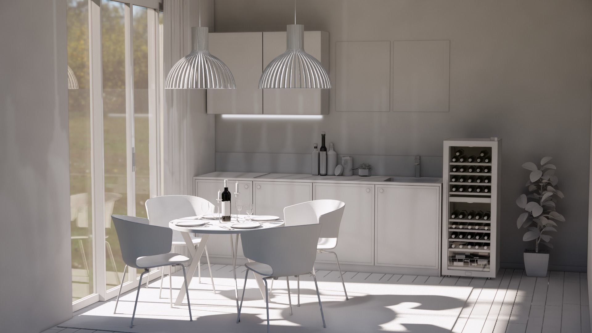 kitchen with dinning table k79 Low-poly 3D model_3