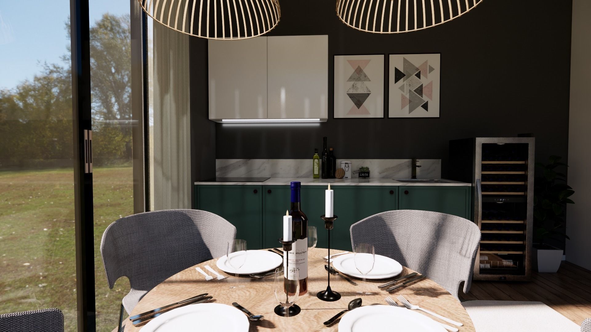 kitchen with dinning table k79 Low-poly 3D model_2