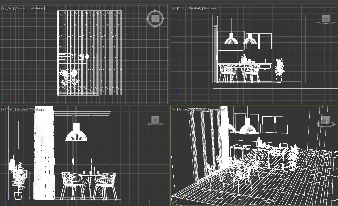 kitchen with dinning table k79 Low-poly 3D model_4