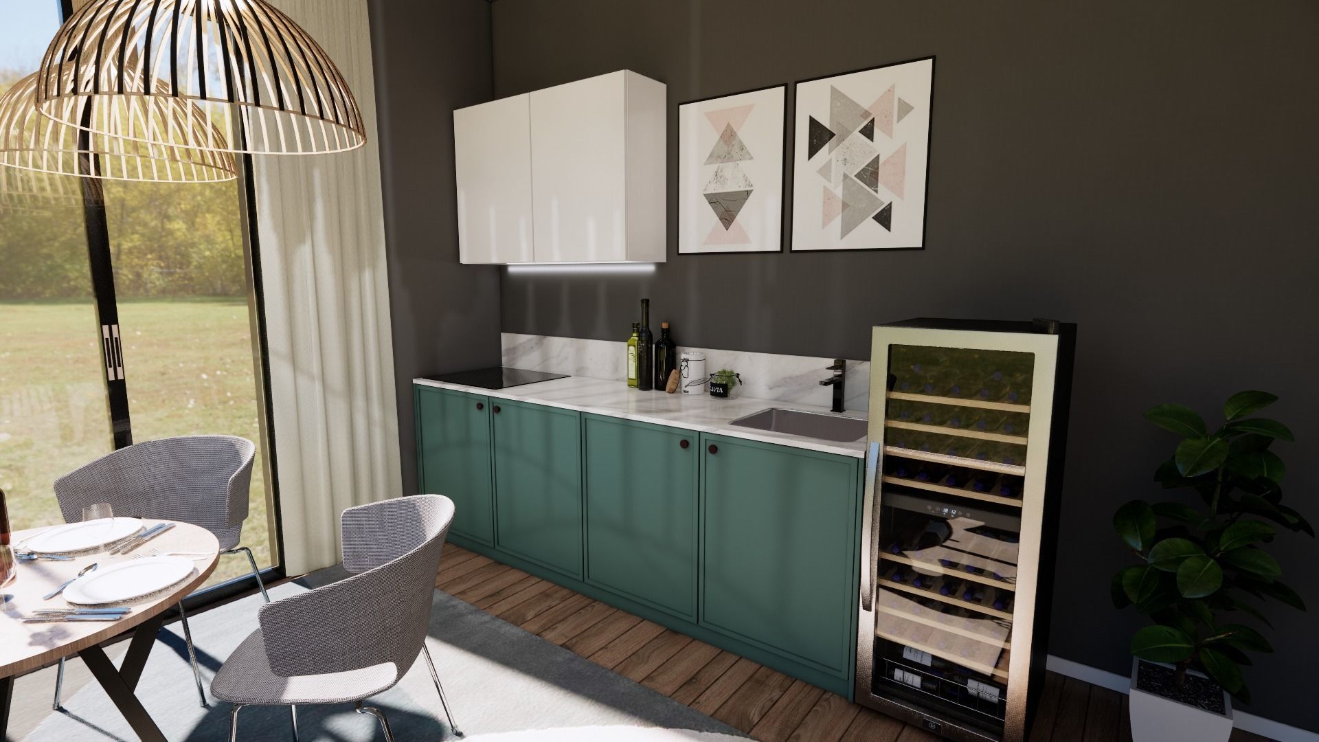 kitchen with dinning table k79 Low-poly 3D model_1