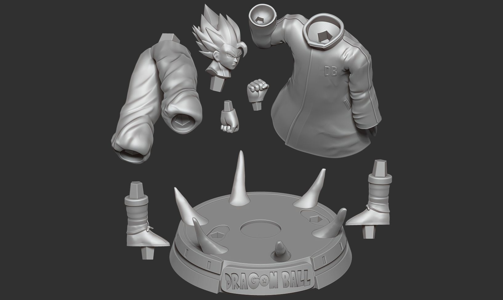 Goku in a blue jacket 3D print model_2