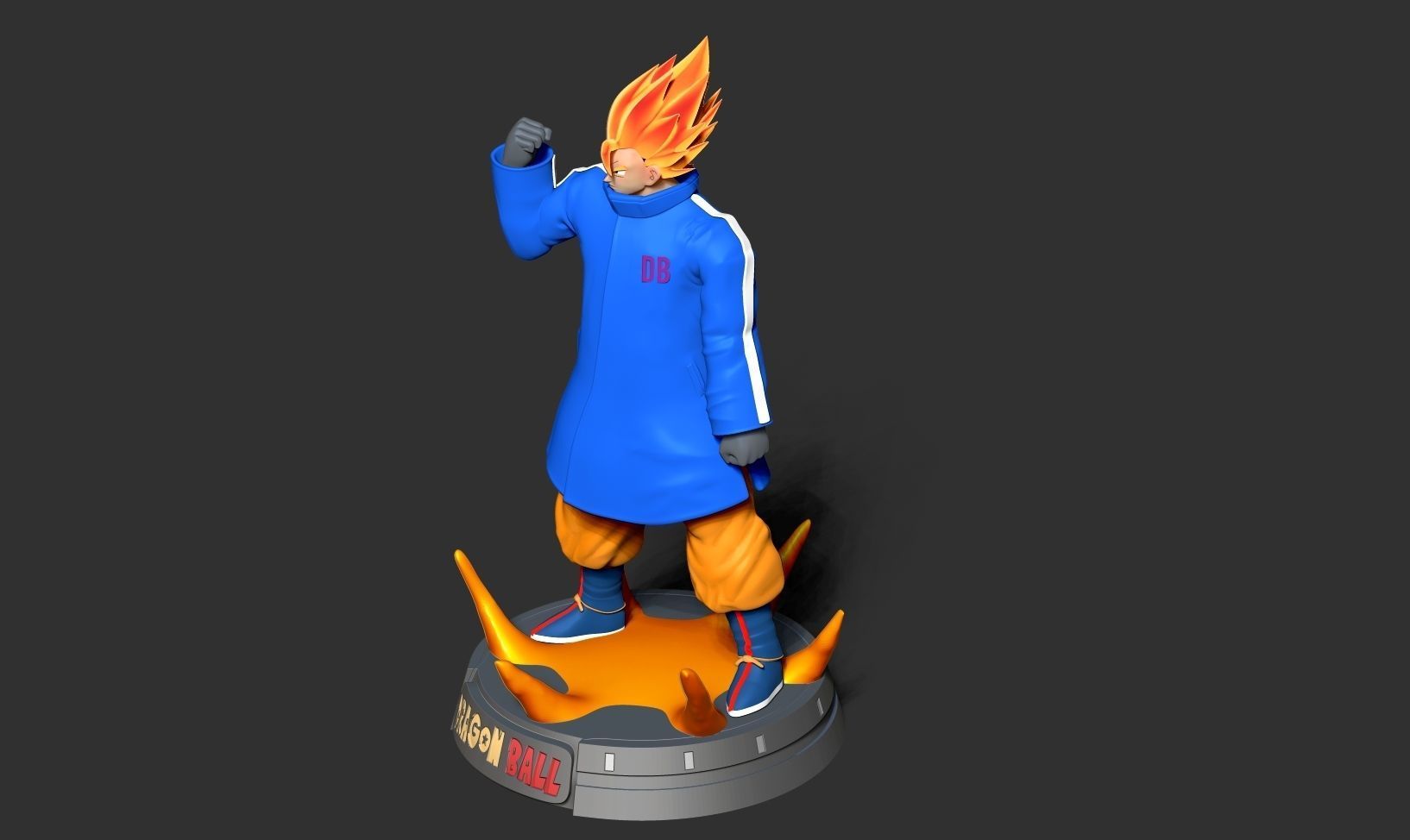 Goku in a blue jacket 3D print model_15