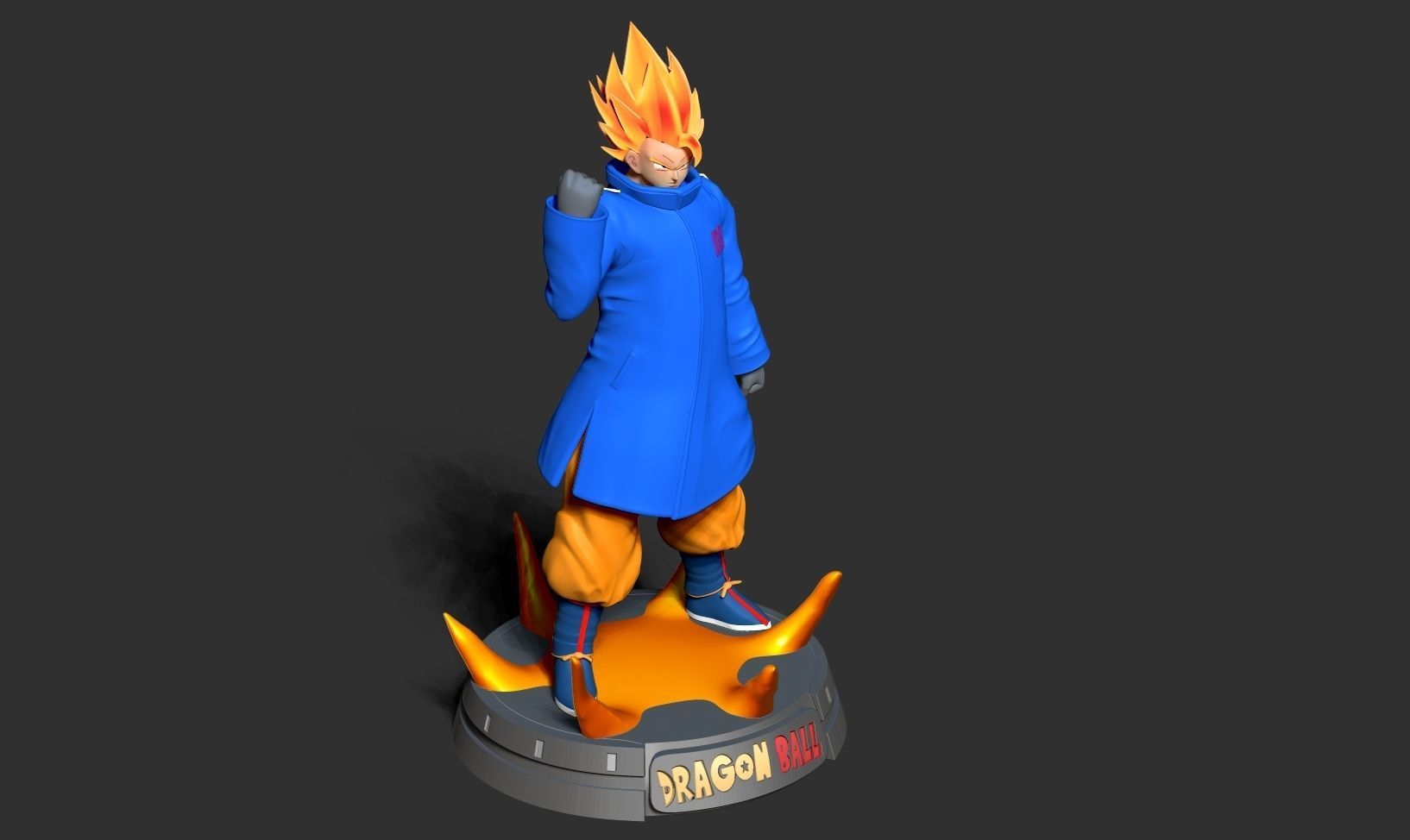 Goku in a blue jacket 3D print model_14