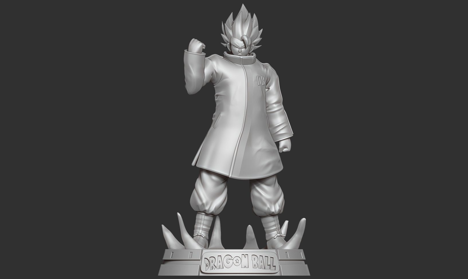 Goku in a blue jacket 3D print model_9