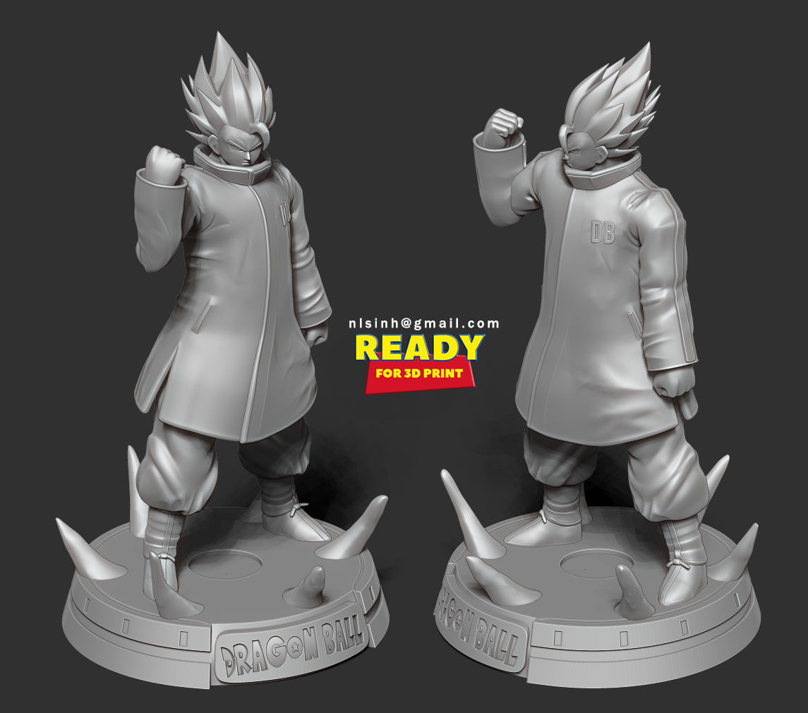 Goku in a blue jacket 3D print model_3