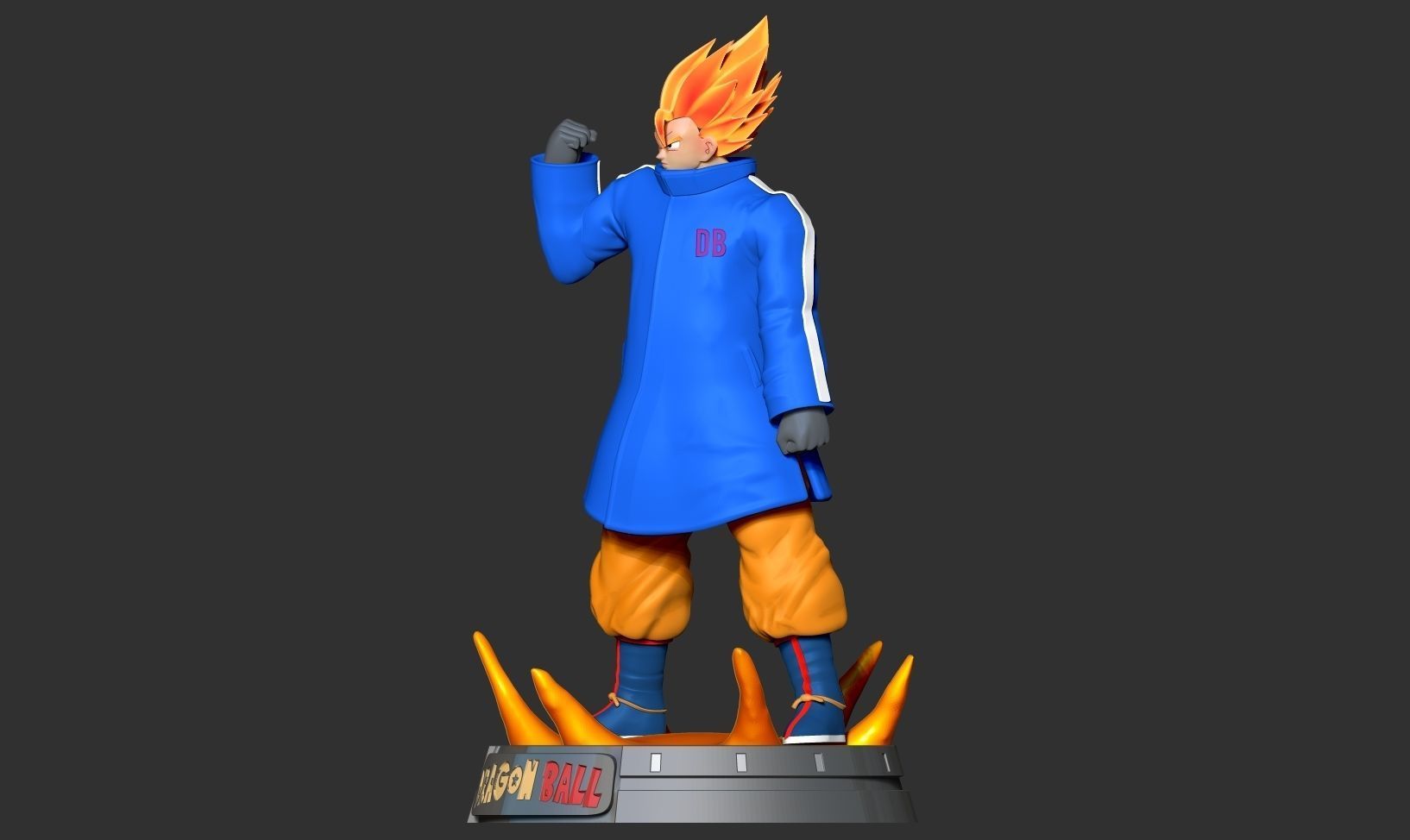 Goku in a blue jacket 3D print model_10