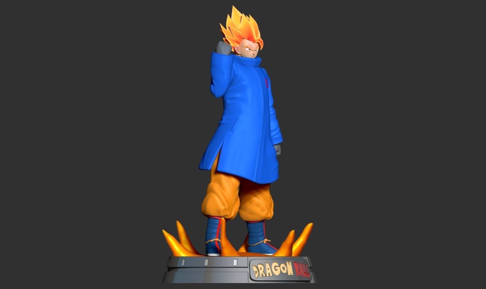 Goku in a blue jacket 3D print model_12