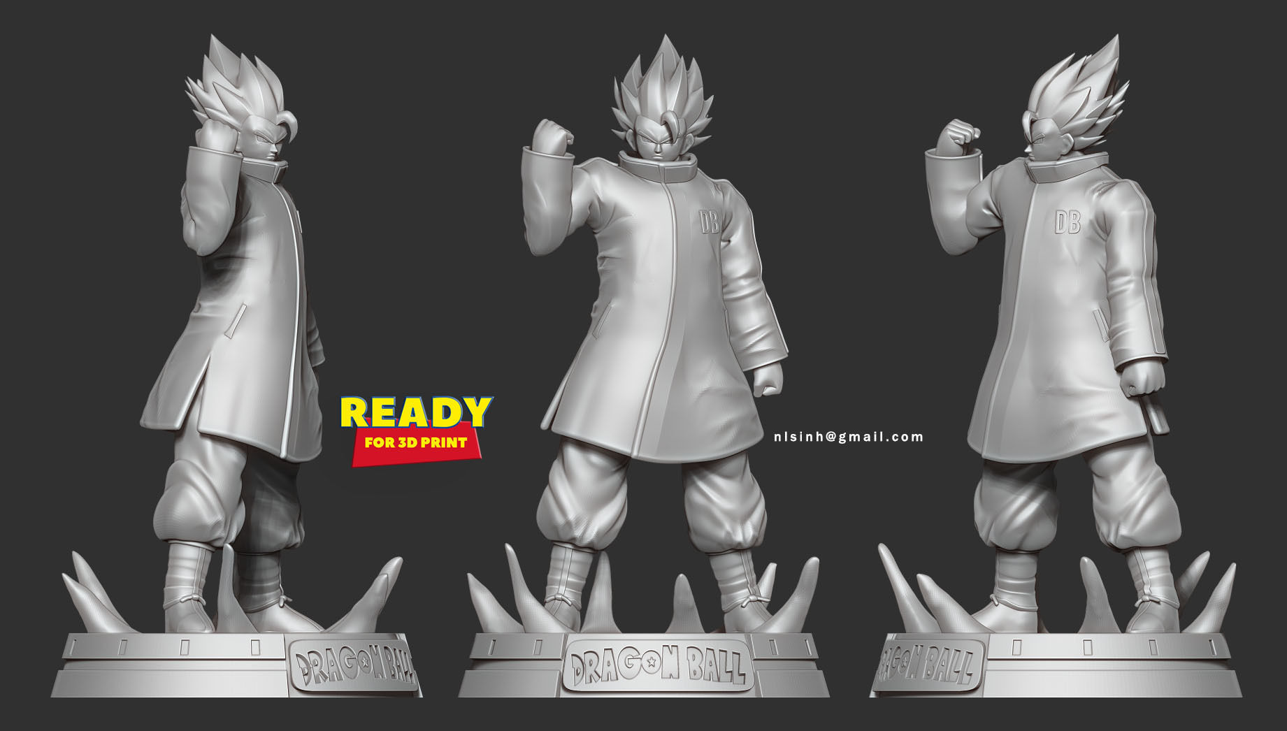 Goku in a blue jacket 3D print model_5