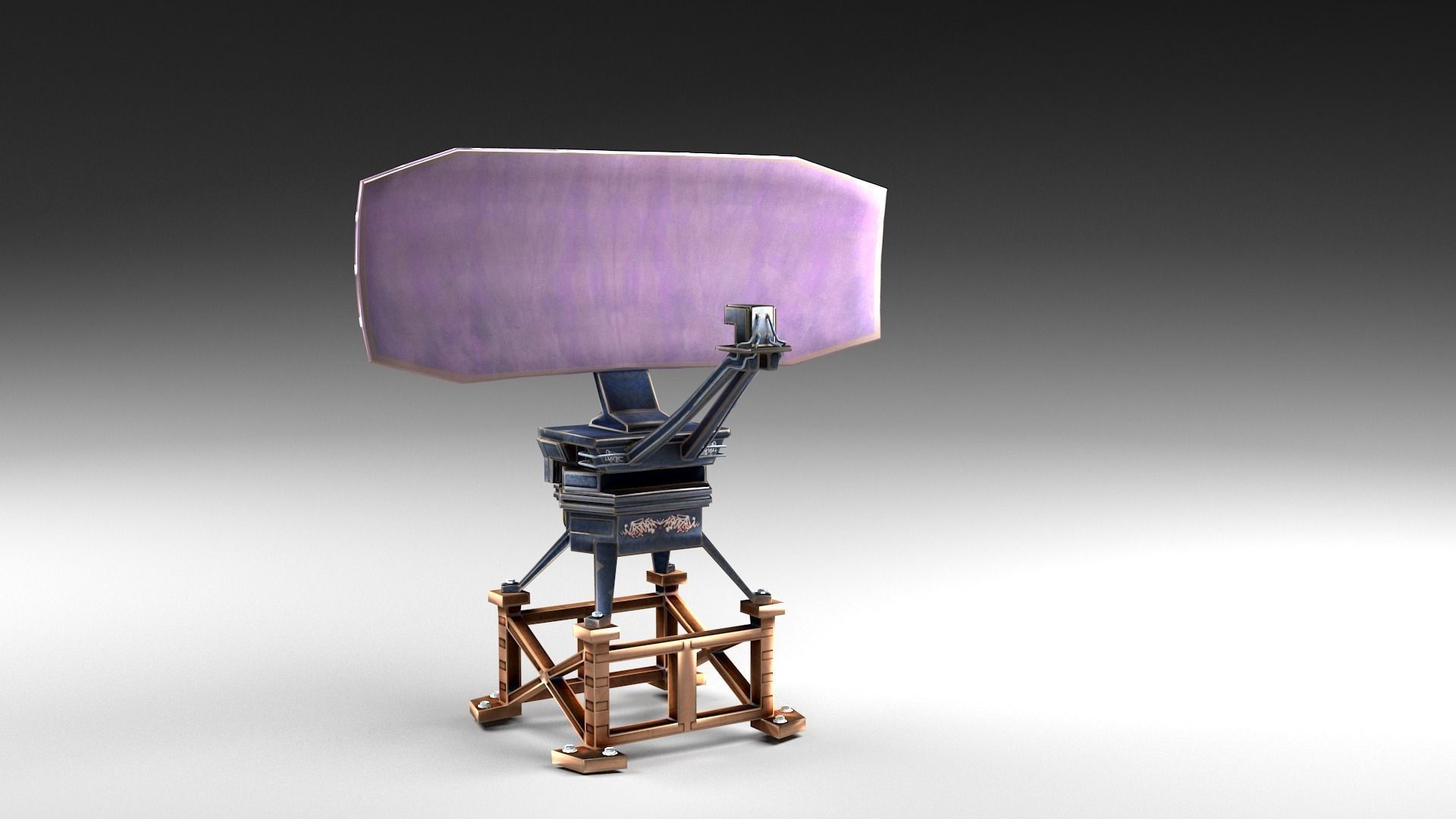 Cartoon radar antenna Low-poly 3D model_0