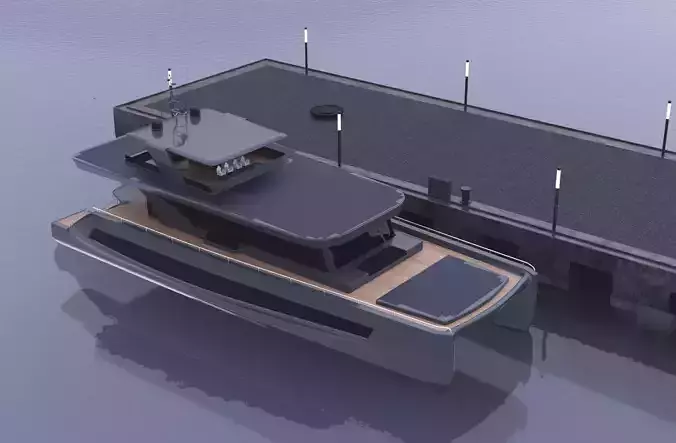 Luxury Solar Catamaran 3D model