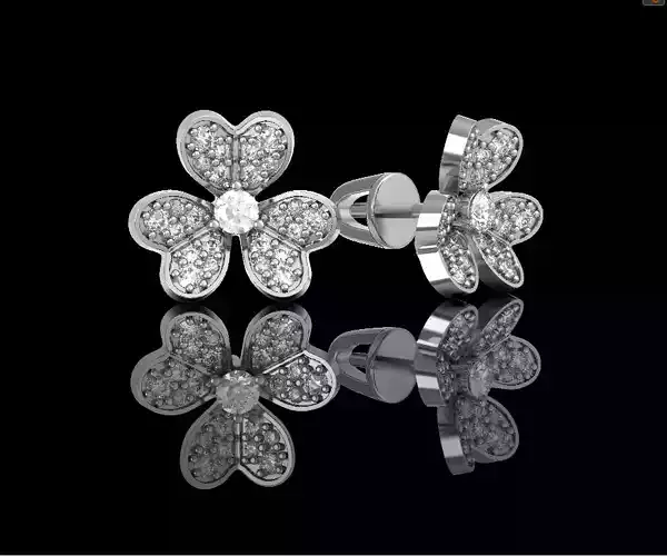 Clover classy diamond pave earrings 