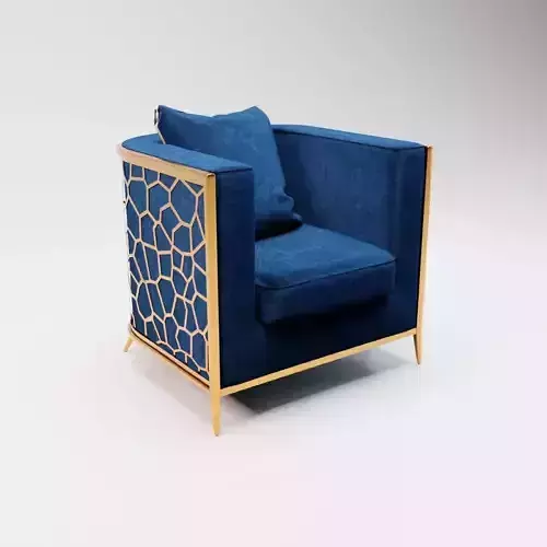 58 - Susan - Navy Blue Velvet and Gold Armchair