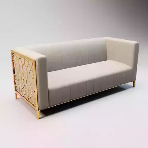 57 - Annie Cream Velvet 3-Seater Sofa