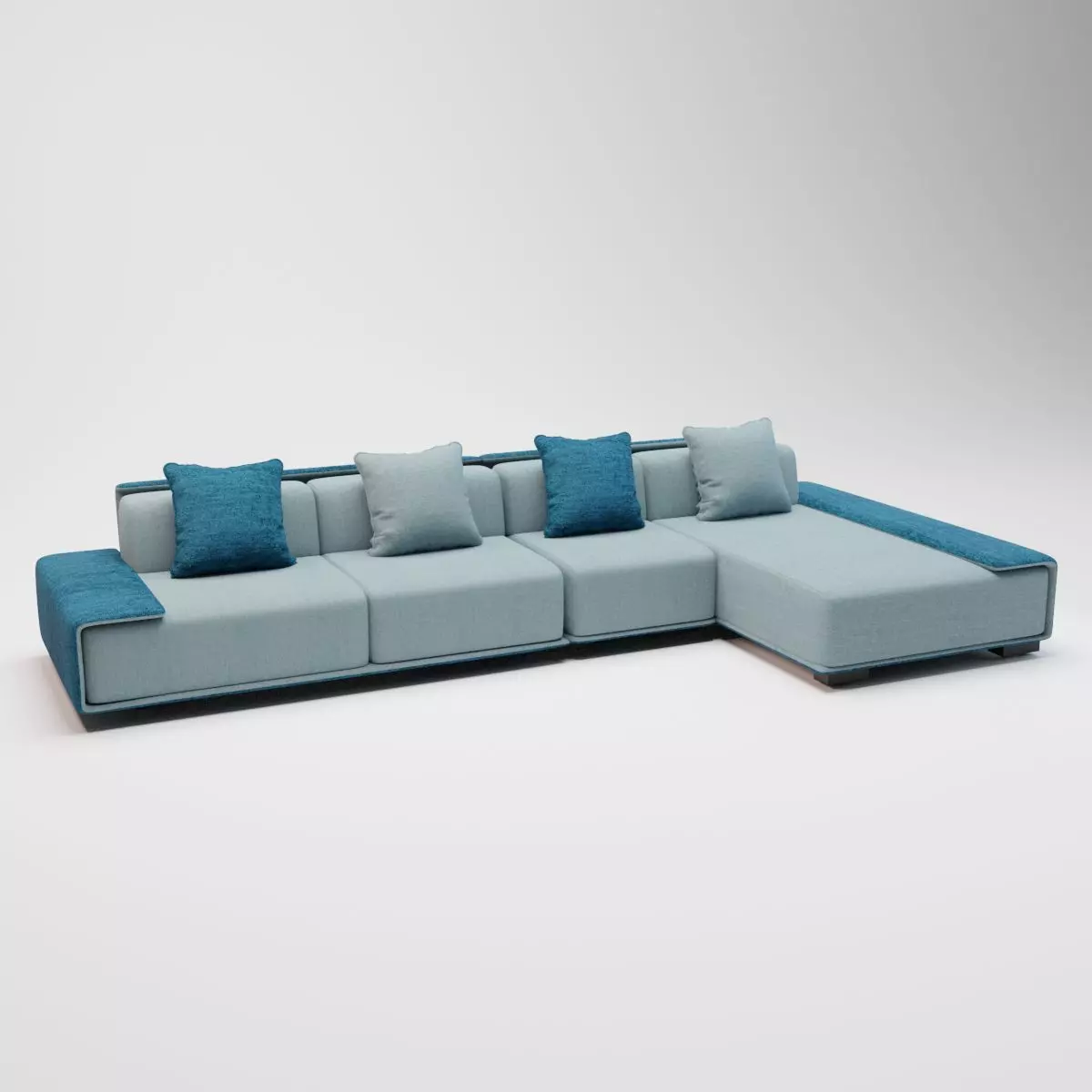 53 - Brynn - Blue Fabric Corner Sofa 3D model