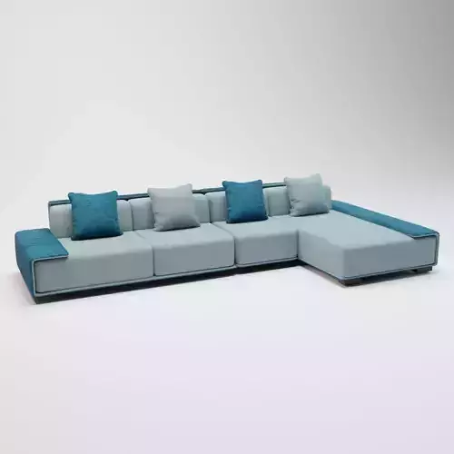 53 - Brynn - Blue Fabric Corner Sofa