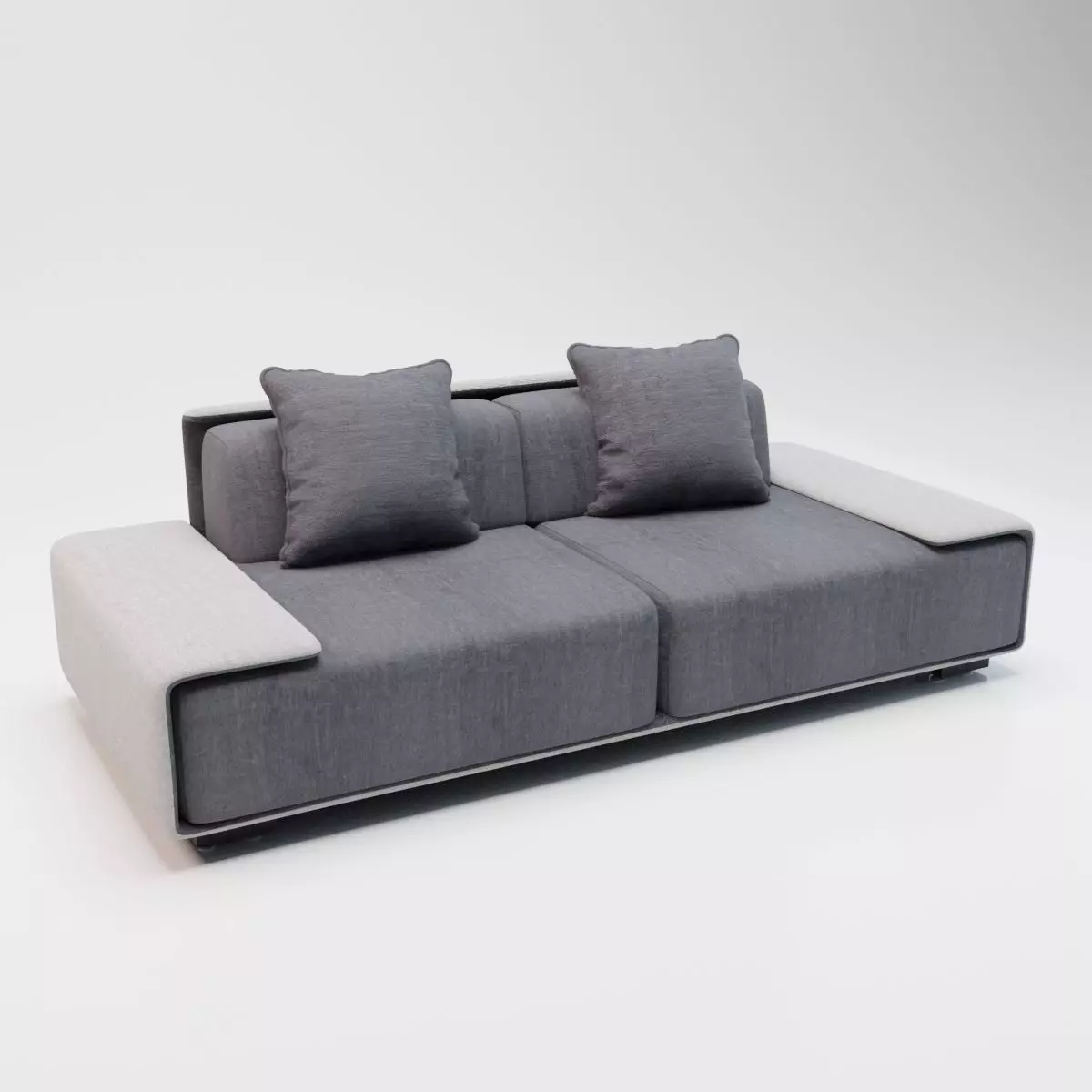 52 - Brynn - Grey Fabric 3-Seater Sofa 3D model_0