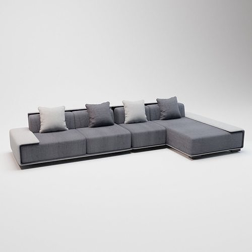 51 - Brynn - Grey Fabric Corner Sofa 3D model