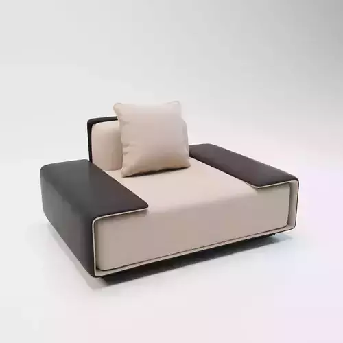 47- Brynn - Beige and Black Fabric Armchair