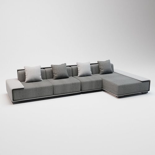 46 - Brynn - Grey - Fabric Corner Sofa 3D model