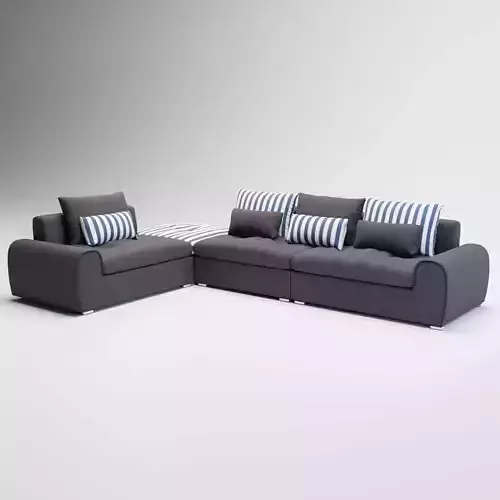 38 - Marshall - Blue Grey and White Fabric Corner Sofa