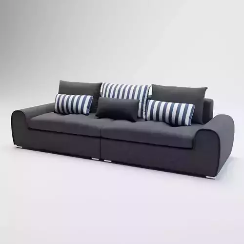 37 - Marshall - Blue Grey and White Fabric 4-Seater Sofa