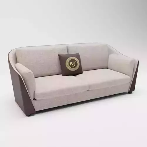 33 - Vesta - Cream Fabric and Faux Leather 3-Seater Sofa