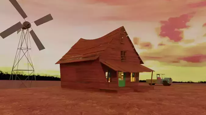 Courage The Cowardly dog house Low-poly 3D model